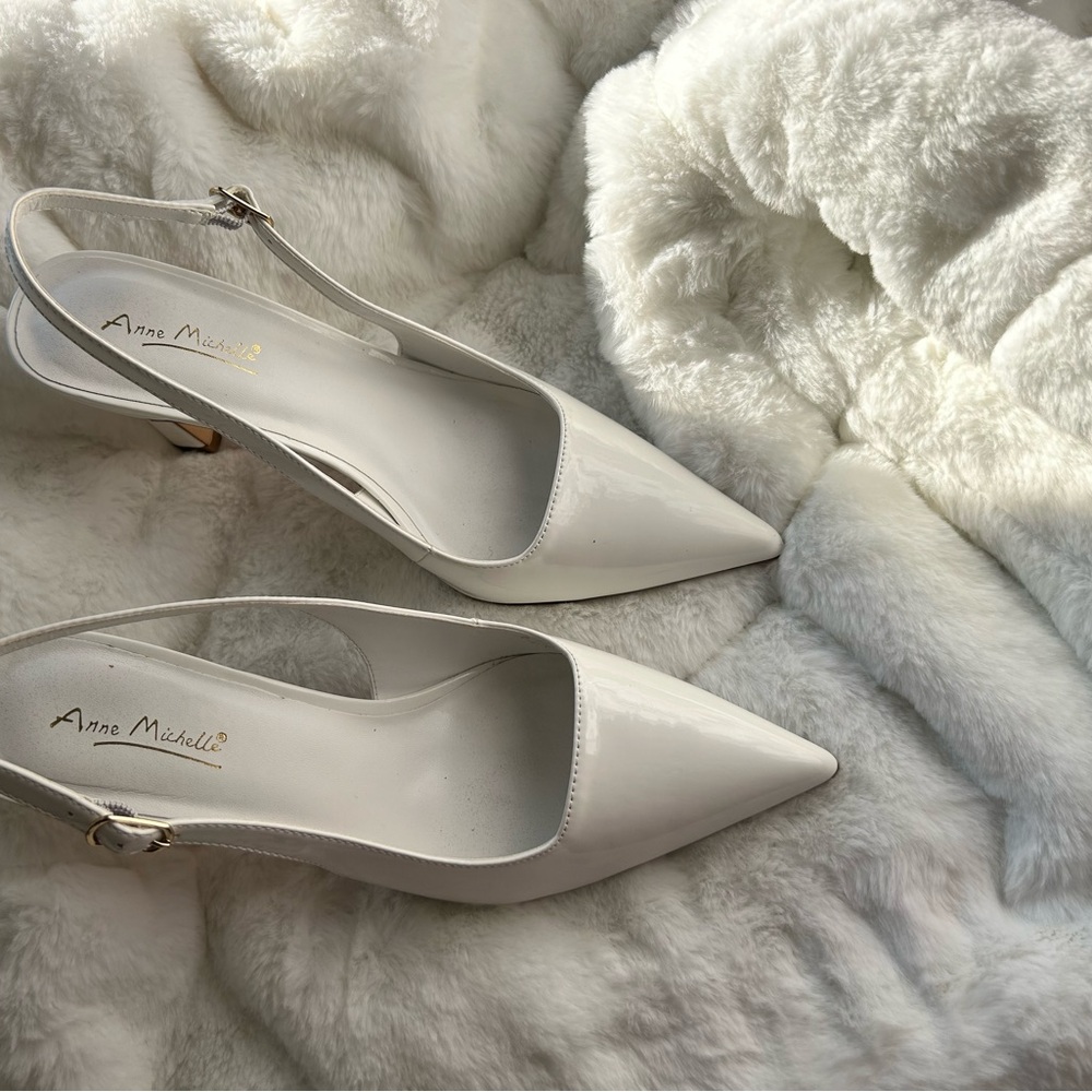 Anne Michelle Cream Slingback Heels